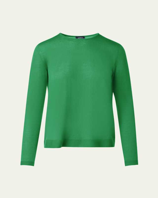 Cashmere-Silk Fine Gauge Knit Sweater